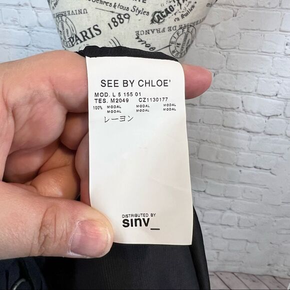 See by Chloe Black Modal Knit Neck Trim Dress size 6 - Picture 10 of 11